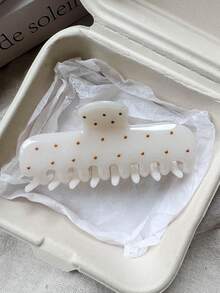 2pcs/1pc Women's 12cm/4.72in Jelly Color Polka Dot White Blue Hair Claw Clip New High-End Letter Hair Claw Large Size Hair Volume Clip Fashion Versatile Elegant Minimalist Style Hair Accessory Suitable For Daily Outings Casual Parties Commuting Vacation Washing Face Bathing Makeup Matching Clothes Use Ornament Hair Accessory (Letter Is Single-Sided And Has No Meaning) - Multicolor - View 5