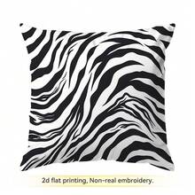 4pcs/1pc Black & White Animal Texture Pattern Pillow Covers, Single-Sided Printed Pillow Covers, Suitable For Living Room, Bedroom, Home Decor, All-Season Pillow Covers - Multicolor - View 11