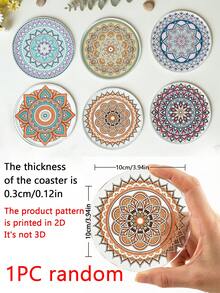 Set da 6/1 pezzi di sottobicchieri in acrilico trasparente con motivo mandala, rotondi, resistenti al calore, antigraffio e isolanti termici, sottobicchieri decorativi floreali bohémien per protezione della scrivania, adatti per casa, cucina, bar, ufficio, tazze da tè e bevande, decorazione da tavolo per la casa - Multicolore - Visualizzare 10