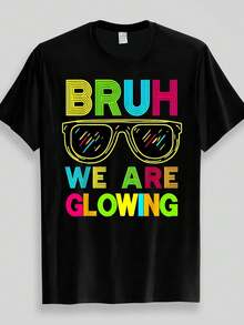 Camiseta negra Bruh We Are Glowing Neon - Blanco - Ver 1