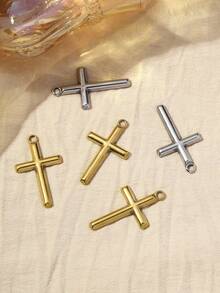 3 PEÇAS/5 PEÇAS Pingentes de Cruz em Aço Inoxidável, Acessórios DIY para Colares & Pulseiras, Pingentes Dourados Minimalistas e Únicos - V0246 - Visão 3