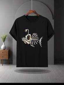 Fashionable Print Men'S Round-Neck Short-Sleeve Shirt with a Cool Street Style, Suitable for Young People Who Seek Individuality And Avant-Garde - Bianco - Visualizzare 7