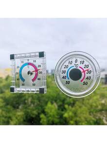 Self-Adhesive Round & Square High-Precision Thermometer, Premium Indoor/Outdoor Temperature & Humidity Gauge, Suitable For Windows, Interior/Exterior Walls, Greenhouse, Garden, Home, Monitoring Seasonal & Temperature Changes - White - View 5