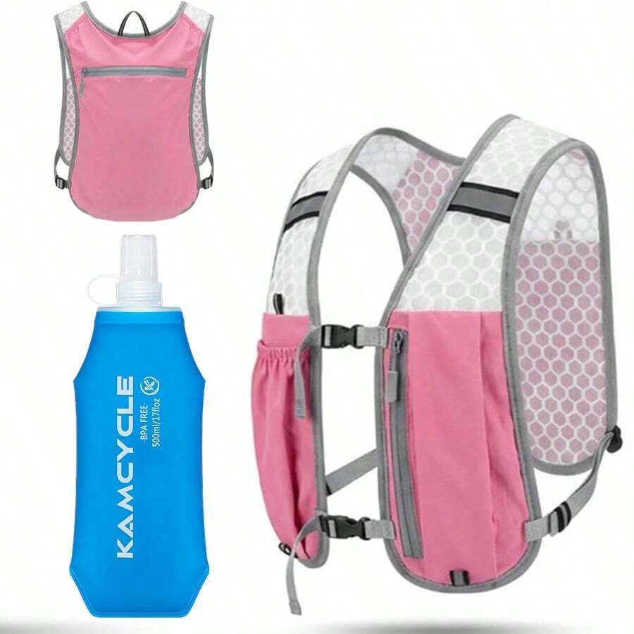 Lightweight 5L Hydration Running Backpack, Water Bladder Backpack, Breathable Large Capacity Outdoor Cycling Backpack, Lightweight Running Backpack - New Pink 500ml Water Bottle - View 1