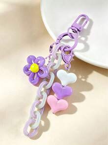 1pc INS Floral Chain Keychain Pendant Accessory, Creative Fresh Style Key Chain Bag Charm, Gift For Sisters And Besties, Birthday Gift, Mother's Day Gift - Multicolor - View 6