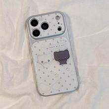 1件波點黑白天使貓大窗手機殼，適用於Apple 17 Pro Max、16銀色邊框、15康寧殼、11軟殼保護殼，大窗銀色邊框防摔全覆蓋鏡頭手機殼 - 彩色 - 查看 7