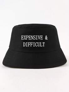 1件時尚 EXPENSIVE &DIFFICULT 口號字母嘻哈漁夫帽，中性戶外旅行修臉可調節百搭派對聚會漁夫帽 - EXPENSIVE &DIFFICULT漁夫帽 - 查看 27