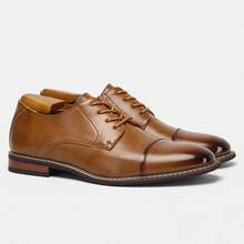 Men's Dress Shoes, Commuter Business Shoes, Retro Comfortable Rubber Sole, Classic Derby Shoes - Brown - View 5