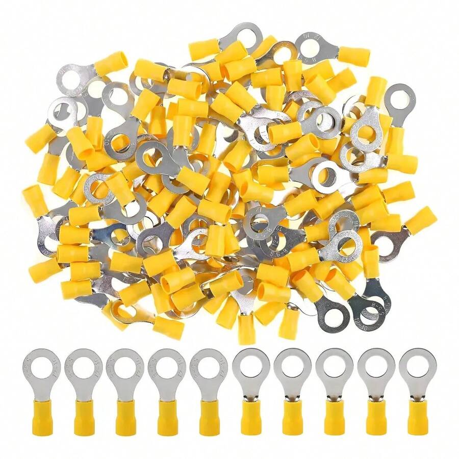 200pcs Electrical Terminals Eyelets Kit 12-10 Gauge Awg Yellow - Yellow - View 1