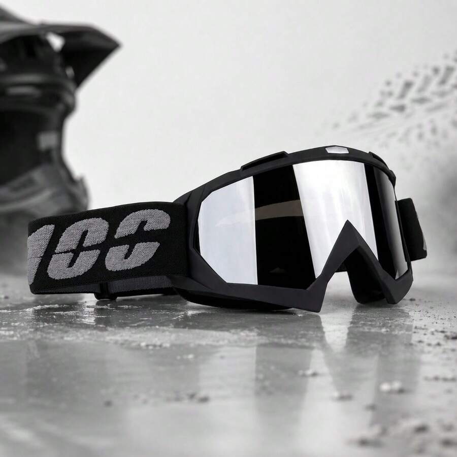 Black Off-Road Motorcycle Riding Goggles, Wide Field Of View PC Lens Eye Protection Glasses, With Adjustable Elastic Strap, Suitable For Off-Road Motorcycle, ATV, Mountain Bike Outdoor Sports - 100 - View 1