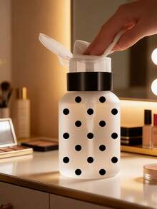 Cute Polka Dot Pattern Transparent Pet Reusable Travel Bottle, Makeup Remover Dispenser Bottle, Portable Pump Head Dispenser Bottle, Suitable For Nail Polish Remover, Toner And Makeup Remover, Round Top Design, Reusable, Makeup Remover Bottle, Travel Essential - Multicolor - View 7