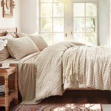 Zzlpp - 7 Piece Complete Duvet Set, Cream Tufted Bed In A Bag With Duvet And Sheets, All Season Boho Bedding Set With 1 Duvet, 2 Decorative Pillowcases, 2 - 01 - 米色 - 查看 4