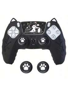 Kawaii Cat Design P5 Handle Protective Cover – Non-Slip Soft Silicone Sleeve With Analog Stick Covers & Sticker Decals, Shockproof Controller Accessory - View 11