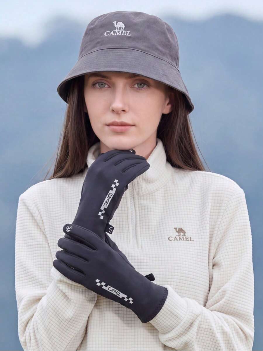 CAMEL CROWN Unisex Winter Outdoor Gloves, Windproof Warm Touchscreen Gloves, Suitable For Climbing, Cycling And Electric Motorcycle, Warm Hand Protection In Cold Weather - Dark Night Black - View 1