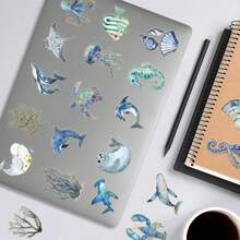 50pcs Ocean Creature Stickers With Gold Foil, Suitable For Laptop, Scrapbook, Journal, Water Bottle, Guitar, Helmet And Other DIY Decorations - 1 Set - View 9