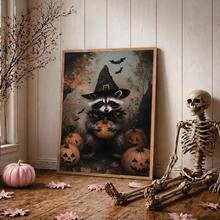 1 Stück, Leinwand Wandkunst, gerahmte Wanddekoration, süßer Hexen-Waschbär mit Kürbis und Fledermaus Herbstwald Leinwand Wanddekoration, ländliche Dark Academia Horror Halloween Poster, gruselige Fledermaus Kunst, Vintage Wanddekoration, geeignet für moderne Heimdekoration, Raumdekoration, Wohnheimdekoration, Schlafzimmerdekoration, Wohnzimmerdekoration, Badezimmerdekoration, Küchendekoration, Esszimmerdekoration - Waschbärzauberer - Übersicht 10