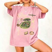 The Shire Shirt, Fantasy Book Lover Shirt The Rings Second Breakfast Rivendell Shirt Lord Of Shirt Gift For Book Lover100% Cottonsummer Outfits For Wo - 粉色 - 查看 13