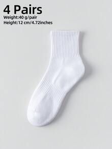 1/4/10/20 Pairs Men's Pure Cotton Socks, Comfortable Mid-Calf Socks, Unisex, Suitable For All Seasons, Perfect For Sports And Daily Wear - Multicolor - View 29
