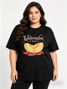 Camiseta de Mujer Más Vendida - Estilo Casual de Verano, Camiseta de Cuello Redondo 100% Oversize para Mujer, Diseño de Amante de la Sandía con Lindas Rodajas de Sandía y Patrón de Corazón, - Blanco - Ver 5