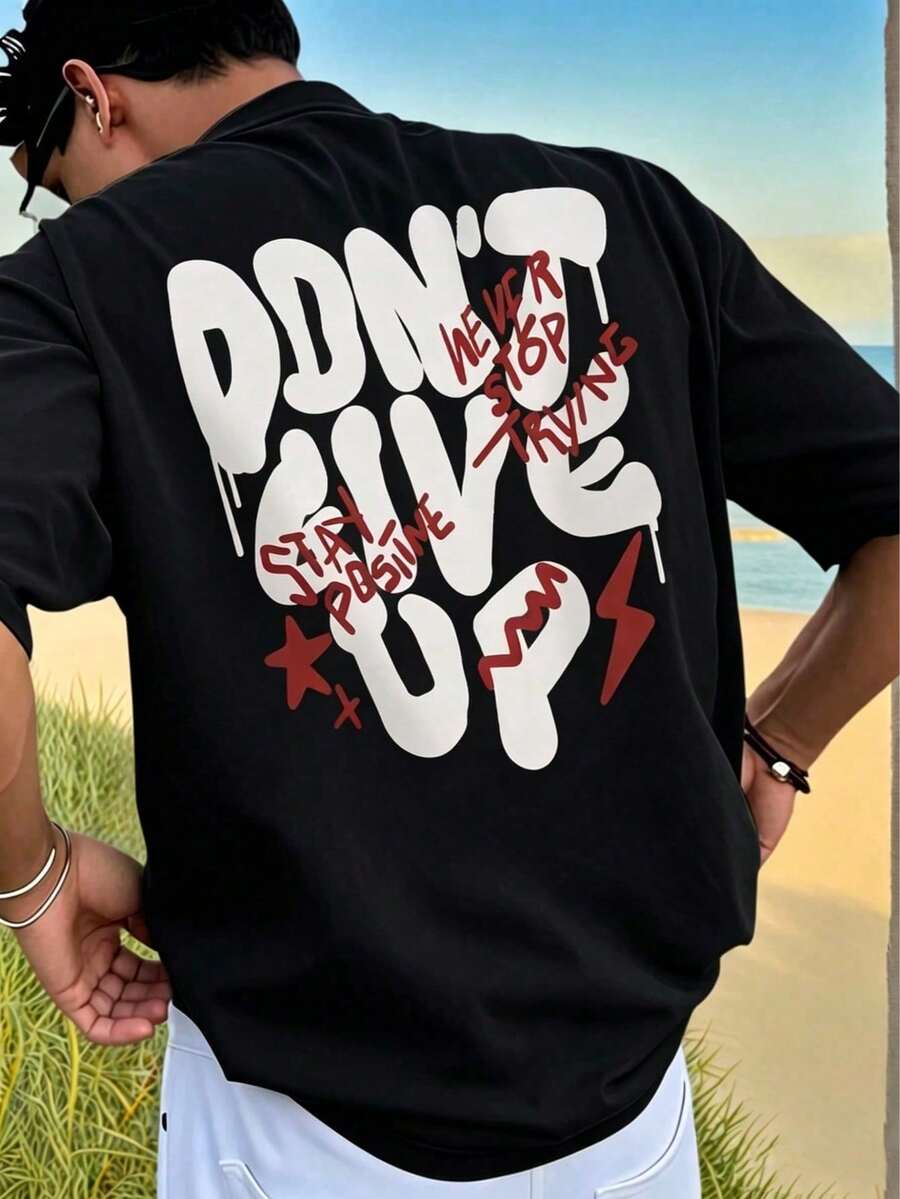 Impala Unisex Short Sleeve Printed T-Shirt, Comfortable Breathable Summer Clothing, Ideal For Holidays, Travel, Sports And Outdoor Activities, Available In Couples Model - 黑色 - 查看 1
