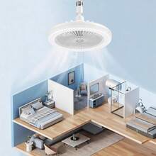 Mini Ceiling Fan With E27 Light & Remote Control, 10'', 3 Speeds, Dimmable LED Light, 360° Adjustable Angle, Timer Function, For Home, Bedroom, Living Room, Kitchen, Dining Room, Office, Study - 1 - View 8