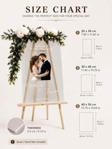 1PC Customizable Photo & Text Acrylic Wedding Welcome Sign, Personalized Happy Life Decor Plaque, Suitable For Wedding Venue Decoration, Wedding Decor, Wedding Welcome Sign, Customized Wedding Crafts - Multicolor - View 5
