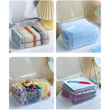 1 pieza Caja de almacenamiento multifuncional de gran capacidad para escritorio, a prueba de polvo, transparente HD, con tapa abatible integrada, sellado fuerte, estable, compresible, para clasificar y organizar bolígrafos, facturas, artículos de belleza, maquillaje, objetos pequeños y artículos desordenados, apta para el hogar - Multicolor - Ver 7