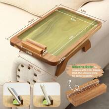 Couch Arm Table, Acacia Wood Sofa Arm Rest Tables Couch Armrest Table With 360 °   Phone Holder,Portable Sofa Armrest Tray For Drink Snacks - 1 - View 3