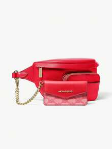Michael Kors Maisie Leather 2 In 1 Waist Bag Fanny Pack In Dark Sangria For Women - Red - View 2