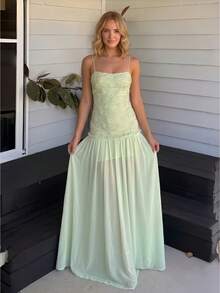 Fashion Sexy Backless Strapless Elegant 3D Flowers Long Silk Crepe Print Bodycon Dress Summer Dress Green Evening Party Dress For Women - Pastel Green - View 4
