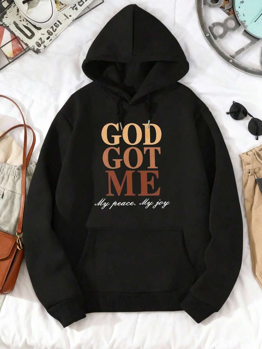 Dios Me Ha Dejado En Paz, Mi Alegría - Sudadera con Capucha Casual de Moda para Hombre y Mujer, Otoño/Invierno - Negro - Ver 1