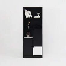 Multifunctional Bookcase With Open Shelves, Doors And Drawers, Black And White, Modern Style, Storage Unit For Bedroom And Living Room - 黑色 - 查看 1