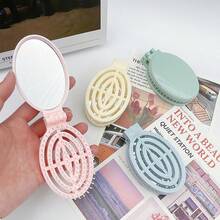 3/1pc 2-In-1 Folding Mirror Comb, Multiple Colors, Built-In Mirror, Foldable, Convenient For Travel And Storage, Portable Folding Comb For On-The-Go - Multicolor - View 8