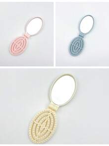 3/1pc 2-In-1 Folding Mirror Comb, Multiple Colors, Built-In Mirror, Foldable, Convenient For Travel And Storage, Portable Folding Comb For On-The-Go - Multicolor - View 12