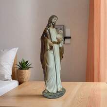 Estatua de 6 pulgadas de Jesús sosteniendo un cordero, decoración religiosa moderna para el hogar, estatua del Buen Pastor para escritorio interior, regalo religioso - 1PC - Ver 4