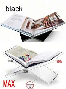 1pc X-Shaped Transparent Acrylic Bookstand, Reading Book Display Rack, Vinyl Record & Book Holder, Black & White Home Display Shelf, Suitable For Library, Can Hold Cookbooks, Music Records And Various Books, Also Can Be Used As Kitchen Countertop Decor Cookbook Storage Rack - Transparent - View 10