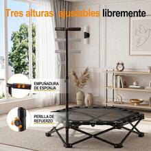 Cama elástica plegable para fitness, con 3 alturas de barra ajustables, marco de metal reforzado, apta para patio, interiores y exteriores - Trampolín hexagonal - Ver 6