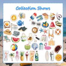 50pcs Aesthetic Summer Beach Vacation Stickers, Watercolor Decorative Vinyl Waterproof Stickers For Water Bottles, Guitars, Luggage, Phones, Phone Cases, Laptops, Skateboards, Gifts - Multicolor B - View 6