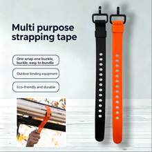 Practical Adjustable Durable Buckle Strong Tie, Rubber Multi-Function Quick Release Luggage Cargo Fastener Storage Ring Rope Tension Strap, Suitable For Camping Yoga Mat Hose Bicycle Hose, Orange - Multicolor - View 2