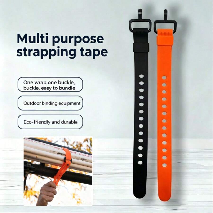 Practical Adjustable Durable Buckle Strong Tie, Rubber Multi-Function Quick Release Luggage Cargo Fastener Storage Ring Rope Tension Strap, Suitable For Camping Yoga Mat Hose Bicycle Hose, Orange