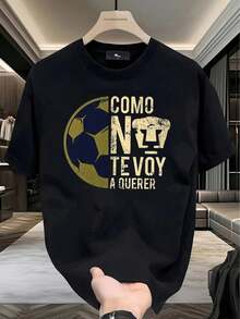 Men's T-Shirts On  - LIGA MX - PUMAS UNAM FOOTBALL CLUB TEXT AND BADGE, Prime Day - Fashionable Men's Graphic Tee, Can Be Worn With Men's Pants, Gold Ring, Etc. - 黑色 - 查看 1