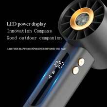 SULVGO Ventilador de mano de alta velocidad con 1800mAh, enfriamiento de verano, 100 velocidades ajustables sin escalones, LED, recargable por USB, mini soplador portátil silencioso, con brújula incorporada y gancho, ventilador de escritorio turbo, apto para uso al aire libre - Soporte de Mano - Ver 6