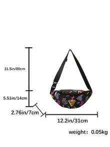 Vintage Colorblock Graffiti Waist Bag, Youth Versatile Crossbody Bag, Outdoor Cycling Walking Portable Storage Small Bag - A - View 6