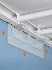 2/4/6/10pcs No-Drill Transparent Rod Support Brackets, Self-Adhesive Curtain Rod Fixers, Telescopic Rod/Shower Curtain Rod Shelf Support Brackets, Wall/Cabinet Shelf Support Hooks, Anti-Drop Reinforced Clips, Home Kitchen Bathroom Closet Storage Accessories - Multiple Colors and Styles - View 11