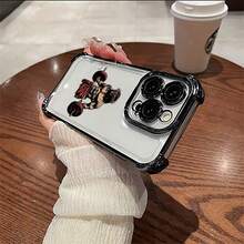 1 pieza Funda TPU borde electrochapado, compatible con iPhone, Galaxy y OPPO, apariencia elegante para todo tipo de estilos, trasera transparente alta definición, esquinas reforzadas con protección antideslizante y antigolpes MXSJFS1240 - SJFS-BK-MXSJFS1240 - Ver 2
