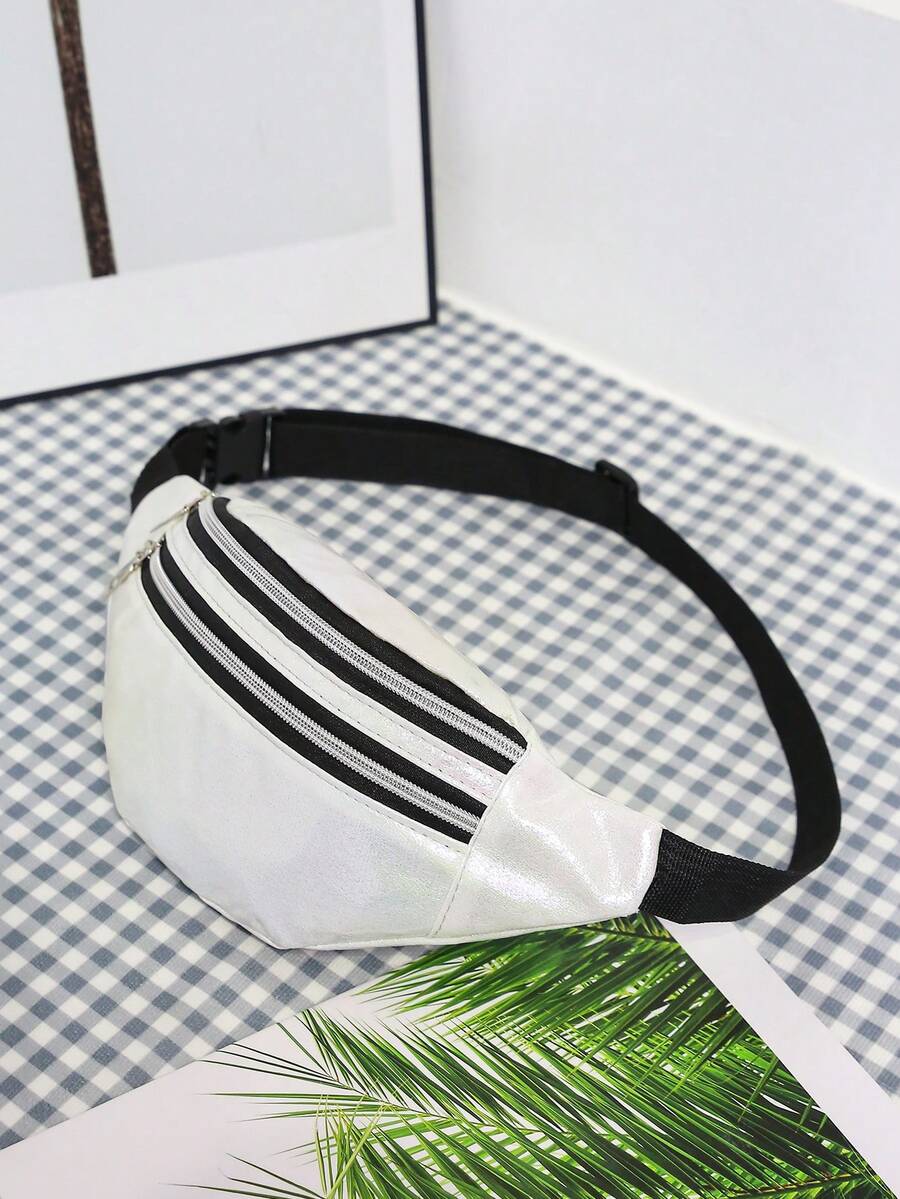 Bolso de cintura con doble cremallera para mujer, funda para teléfono estilo callejero, bolso deportivo ligero cruzado para el pecho - A - Ver 1