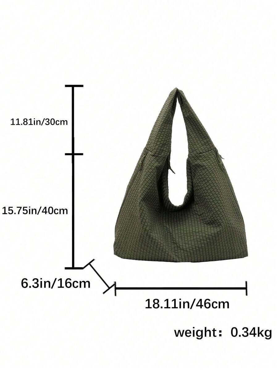 Fashionable Solid-Color Shoulder And Underarm Bag With Large Capacity, Multiple Pockets And Multiple Compartments - Army Green - View 1