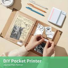 Mini Impresora, Impresora Térmica Portátil sin Tinta, Para Imágenes, Fotos, Notas de Estudio, Diarios, DIY, Compatible con iOS & Android - Multicolor - Ver 10
