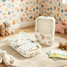 1pc Fresh Style Portable Hanging & Carrying Storage Bag, Travel Toiletry Bag, Mother & Baby Supplies Organizer, Children's Clothing Storage Bag, Handheld & Hanging - Multicolor - View 1