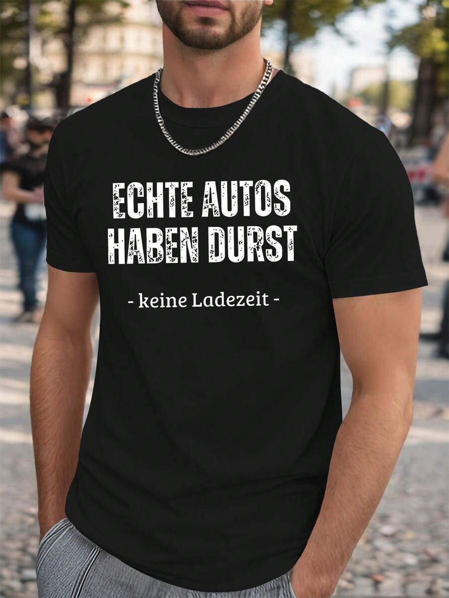Funny German Crinkle Plus Size Men's T-Shirt, PLUS SIZE - 黑色 - 查看 1